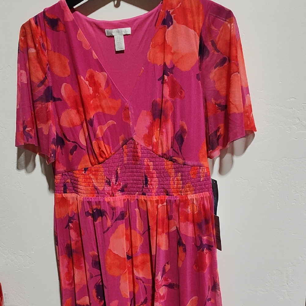 Vibrant Floral Dress, Flowy, Light, 12, New